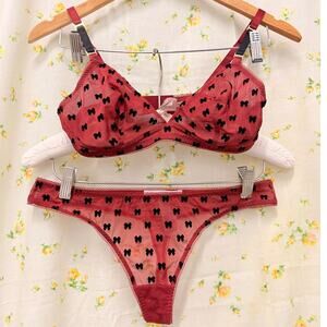 Stella McCartney Women's Bra Set‎ Red/Wine Lace Medium Coquette Fairy Romantic